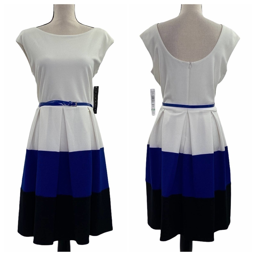 TIANA B. Color Block Mini Belted Dress Size 12